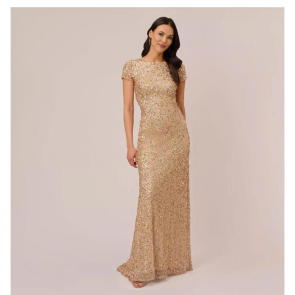 Adrianna Papell Gold Sequin Gown